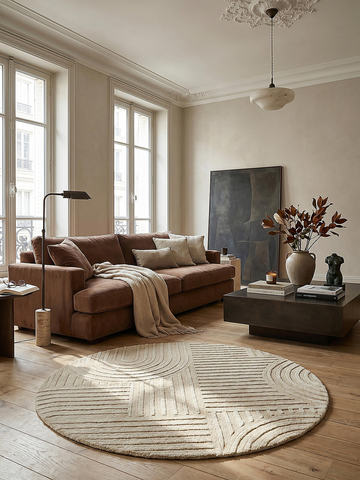 WOLLTEPPICH LEVEN Ø 160 cm - Beige, Textil (160/160cm) - KADIMA DESIGN