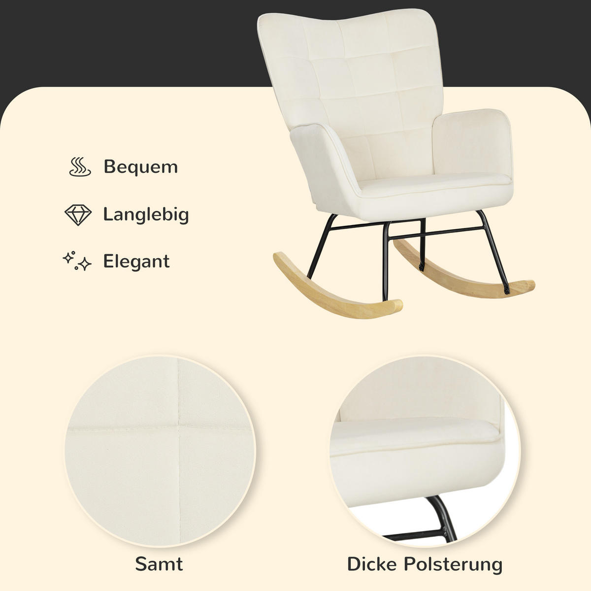 SCHAUKELSTUHL Buchenholz/Stahlrahmen Beige - Beige, Holz (71/101/98cm) - furnicato