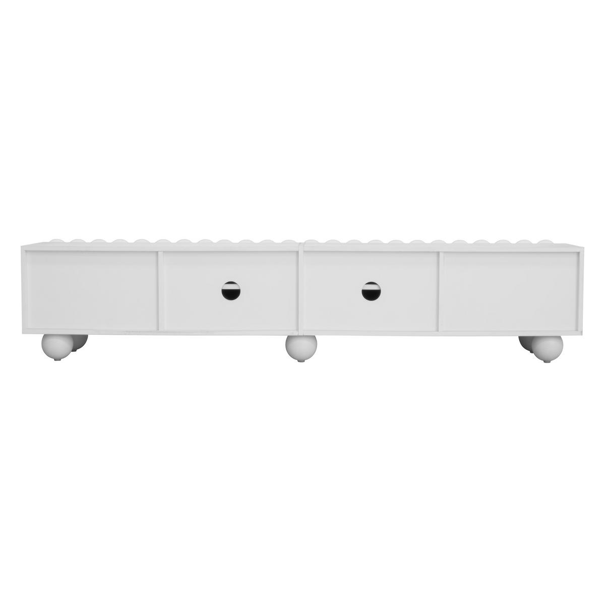 TV-SCHRANK Weiß 175/38/37 cm Doppeltüren Schubladen Flach - Weiß, Karton (38/37/175cm) - PANGIVO