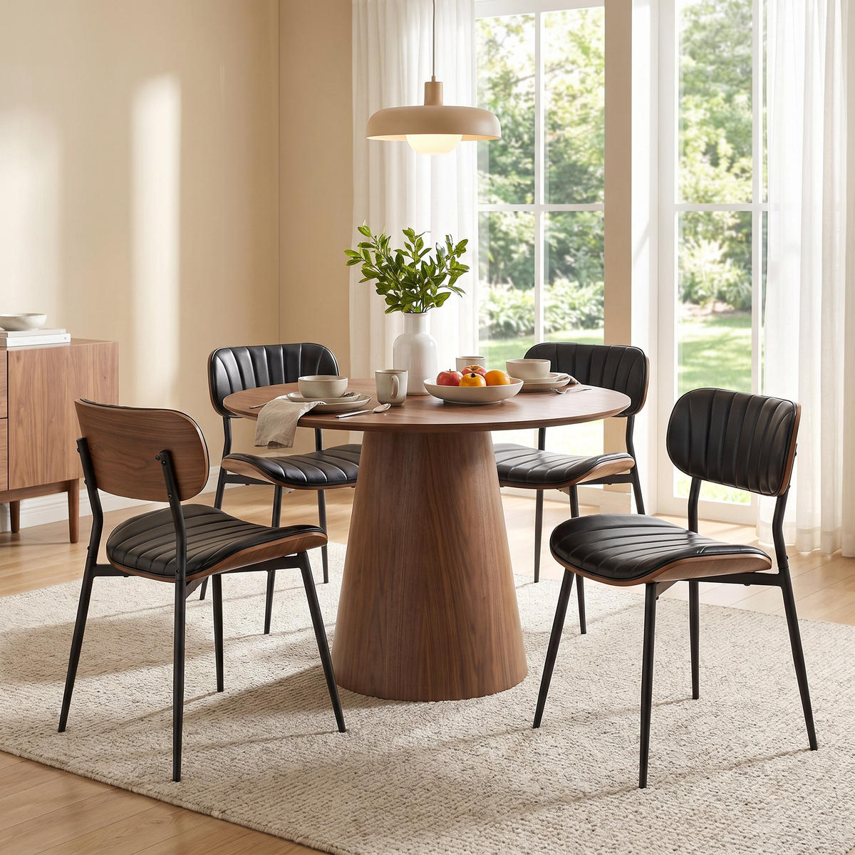 ESSZIMMERSTÜHLE 2er Set Kunstleder Formholz Schwarz - Schwarz, Leder/Holzwerkstoff (49.5/80/49.5cm) - HOMCOM