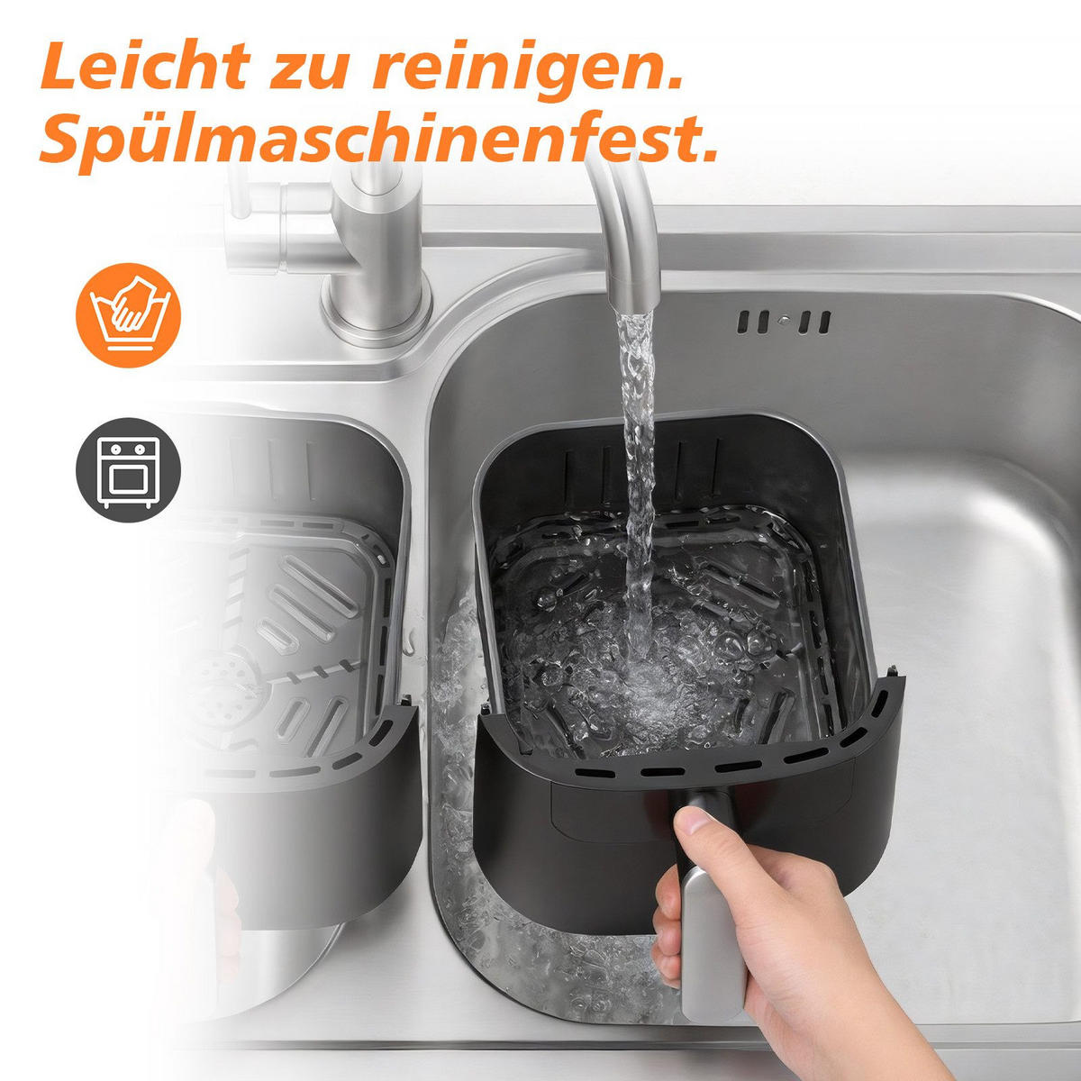 HEISSLUFTFRITTEUSE 5L+5L - Schwarz, Metall (22/39/43cm) - Aimax