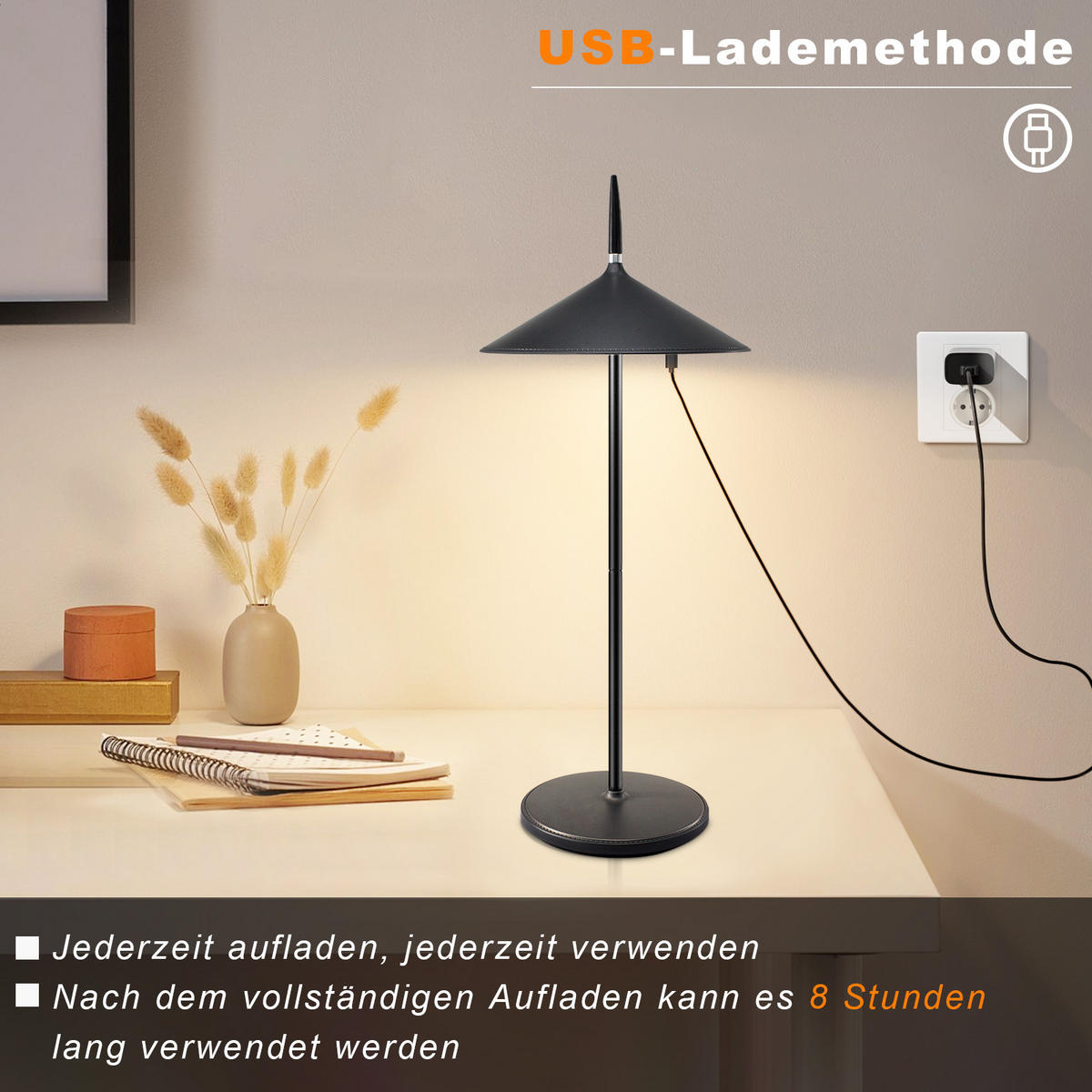 LED TISCHLEUCHTE Nauser (2er-Set) - Schwarz, Kunststoff (15.4/15.4/37.6cm) - Nettlife