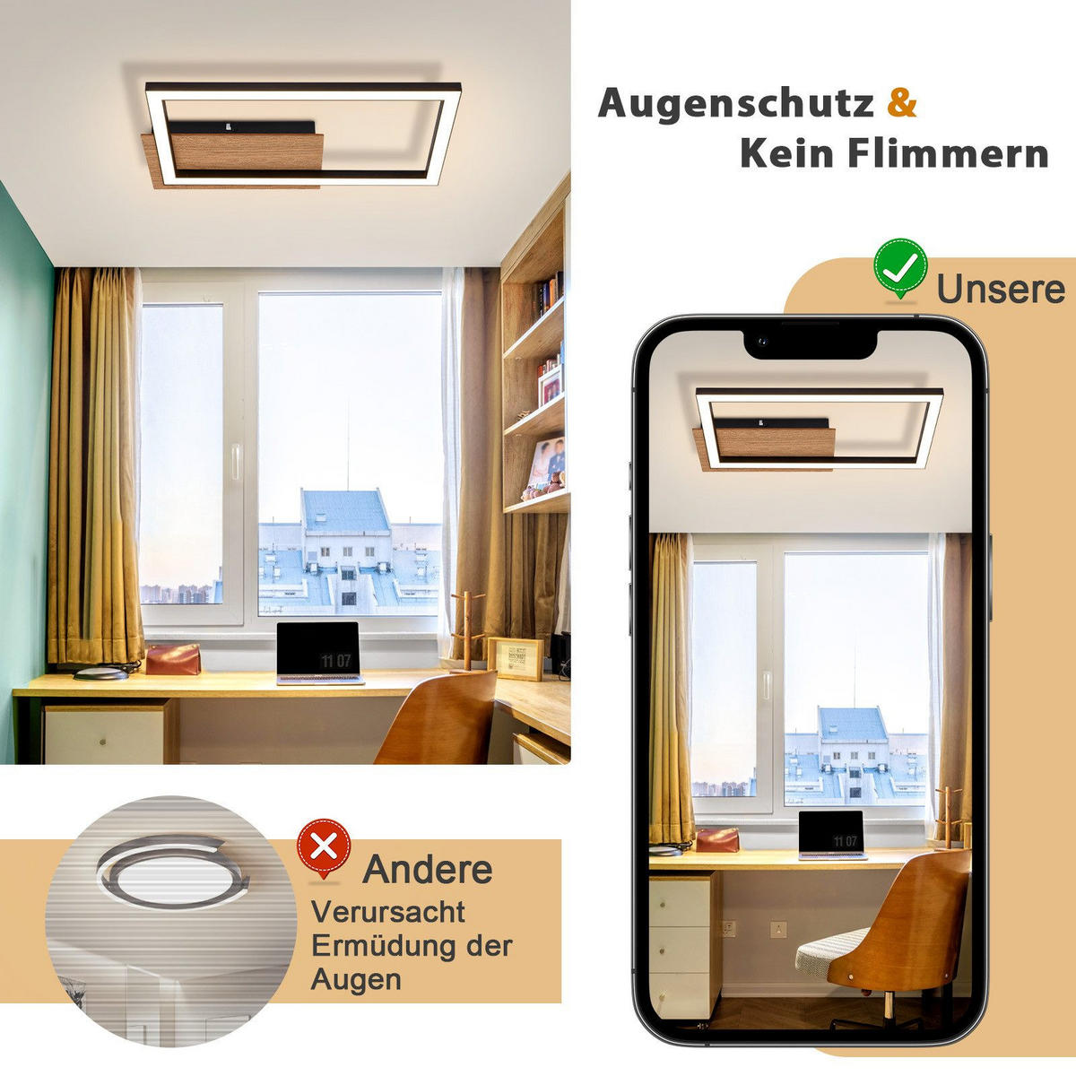 LED-DECKENLEUCHTE Lutz 20.6/25.6/4.1cm - Schwarz, Metall (25.6/20.6/4.1cm) - Nettlife