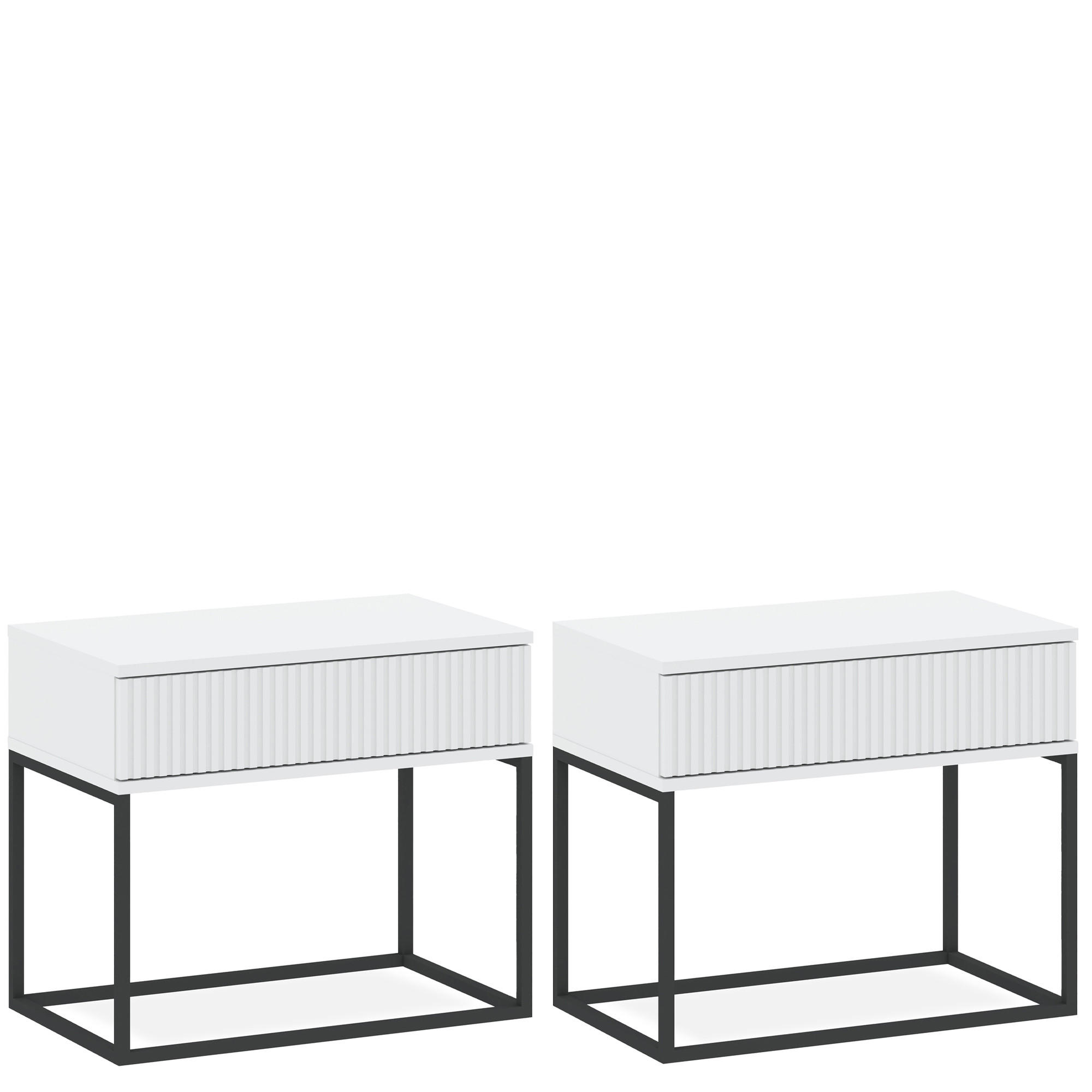NACHTTISCH RECTUS 2-er Set - Schwarz/Weiß, Holzwerkstoff (60/52/39cm) - KONSIMO®