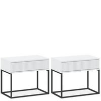 NACHTTISCH RECTUS 2-er Set - Schwarz/Weiß, Holzwerkstoff (60/52/39cm) - KONSIMO®