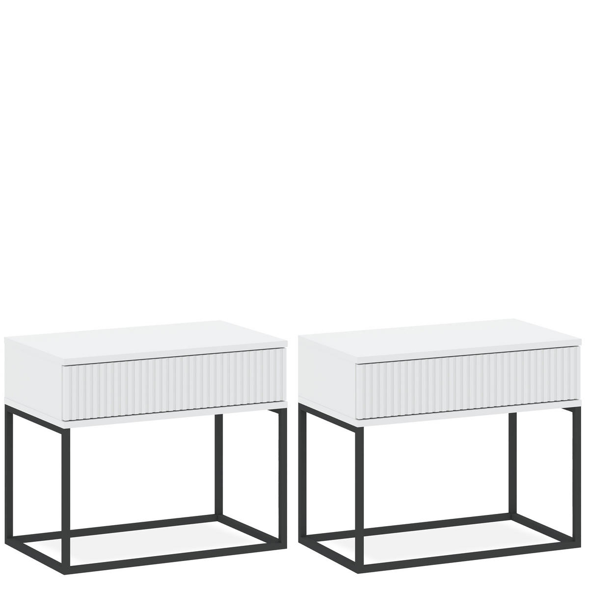 NACHTTISCH RECTUS 2-er Set - Schwarz/Weiß, Holzwerkstoff (60/52/39cm) - KONSIMO®