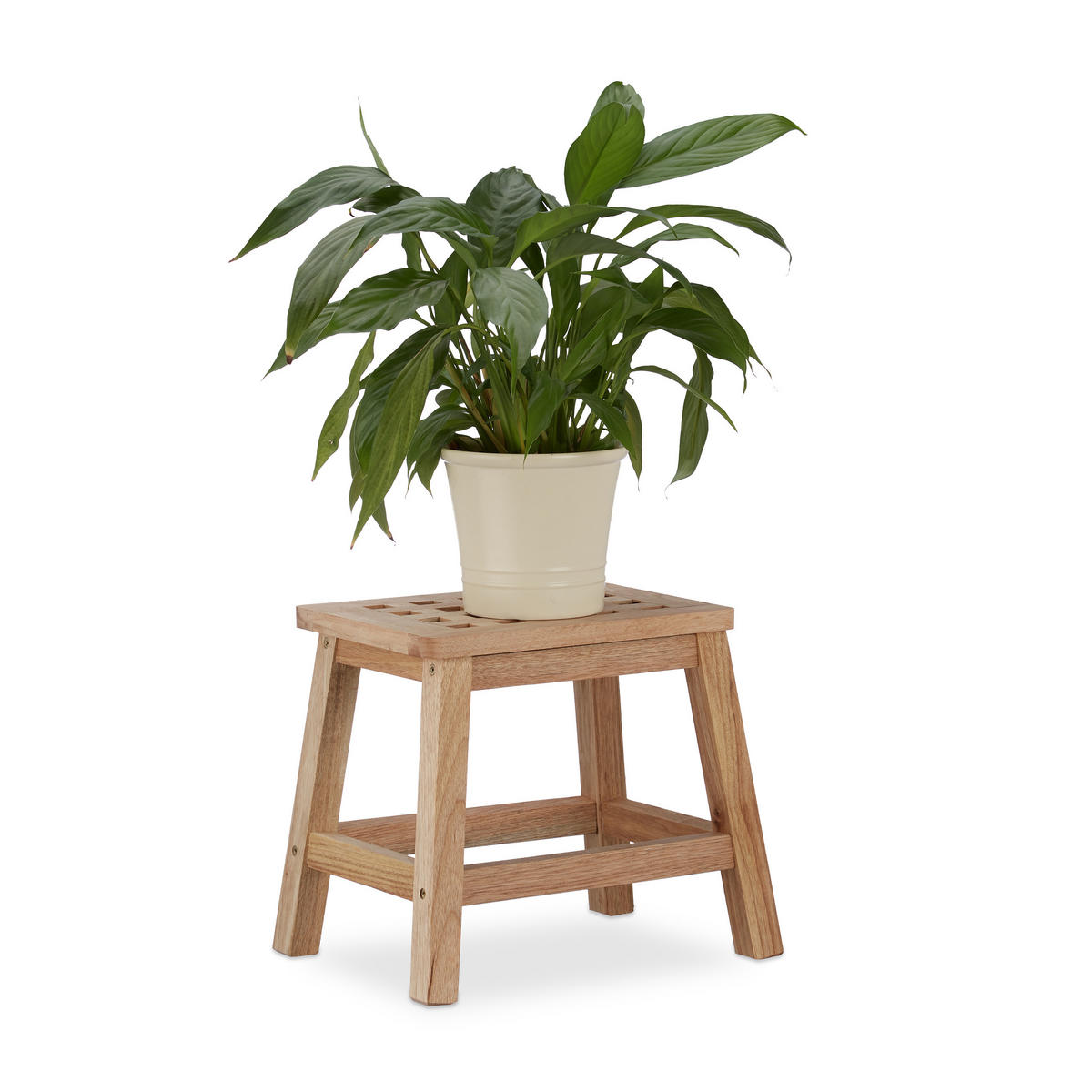 TRITTHOCKER - Hellbraun, Holz (29.5/25.5/22cm) - Relaxdays