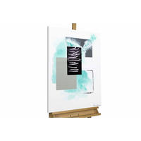 ACRYLBILD HANDGEMALT 60/80 cm - Türkis/Grau, Holz/Textil (1.7/80cm) - KUNSTLOFT