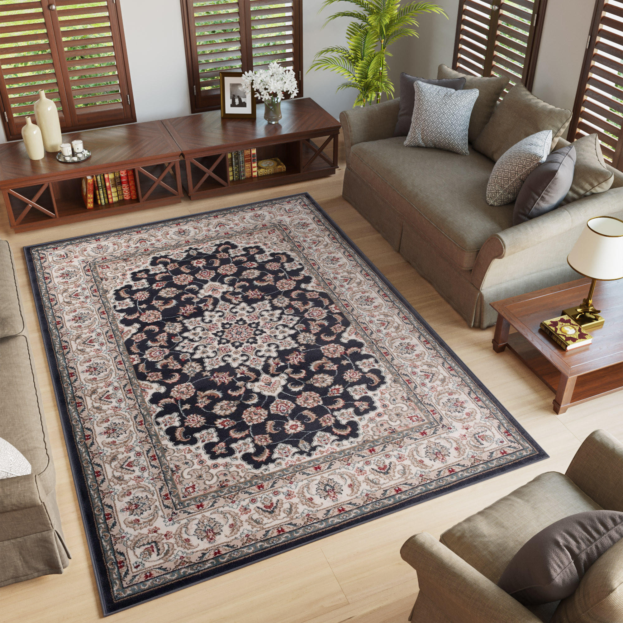 Thumbnail - Teppich, Schwarz, Kunststoff, 250x350 cm, Teppiche & Böden, Teppiche