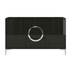 SIDEBOARD Eva, Schwarz, Silberne Akzente, Hochglanz - Schwarz Hochglanz/Silberfarben, Holzwerkstoff/Metall (138/83/38cm) - Kayani