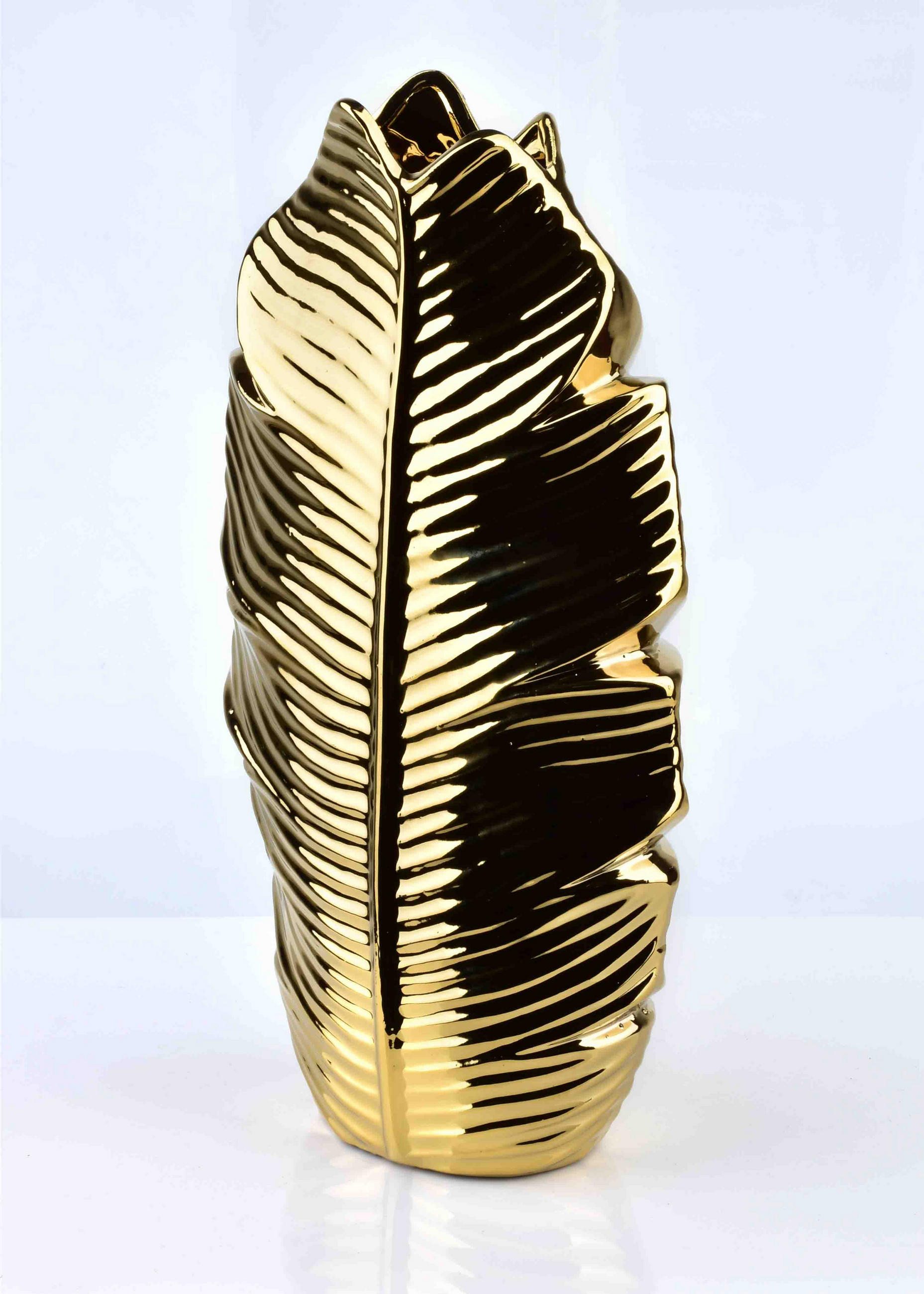 VASE Leaf Gold 17/7.5/35 cm Keramik - Goldfarben, Keramik (35cm) - Mondex