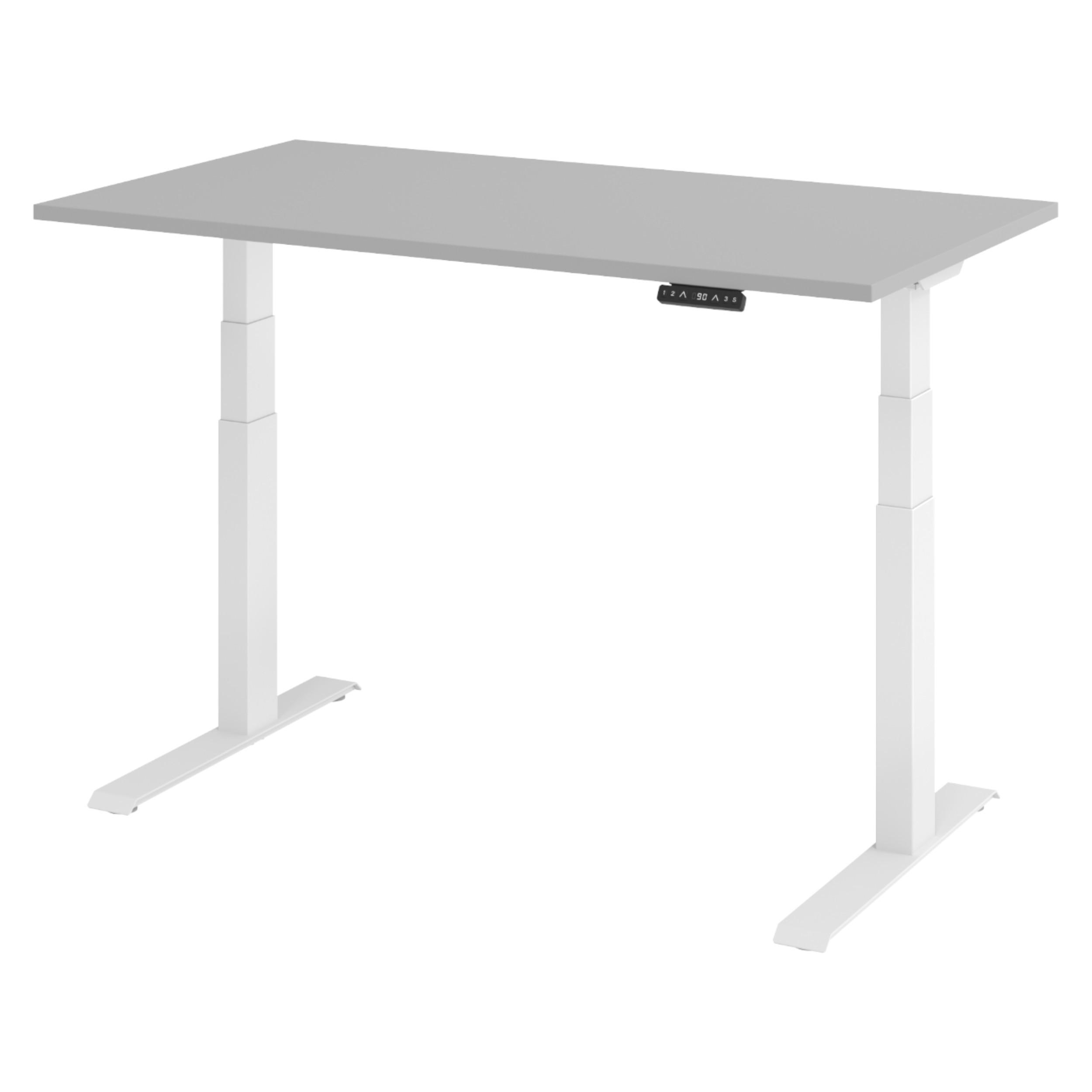 SCHREIBTISCH elektrisch XDKB 80/140/74 cm in Grau/Weiß - Weiß/Grau, Holzwerkstoff (80/140/74cm) - bümö