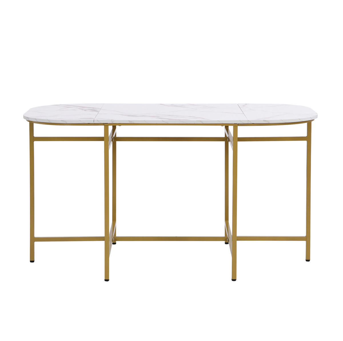 JÍDELNÍ sestava pro 6 osob bílá z MDF se zlatým kovovým rámem a židlemi s opěrkami - bílá, kompozitní dřevo (140/76/80cm) - OKWISH