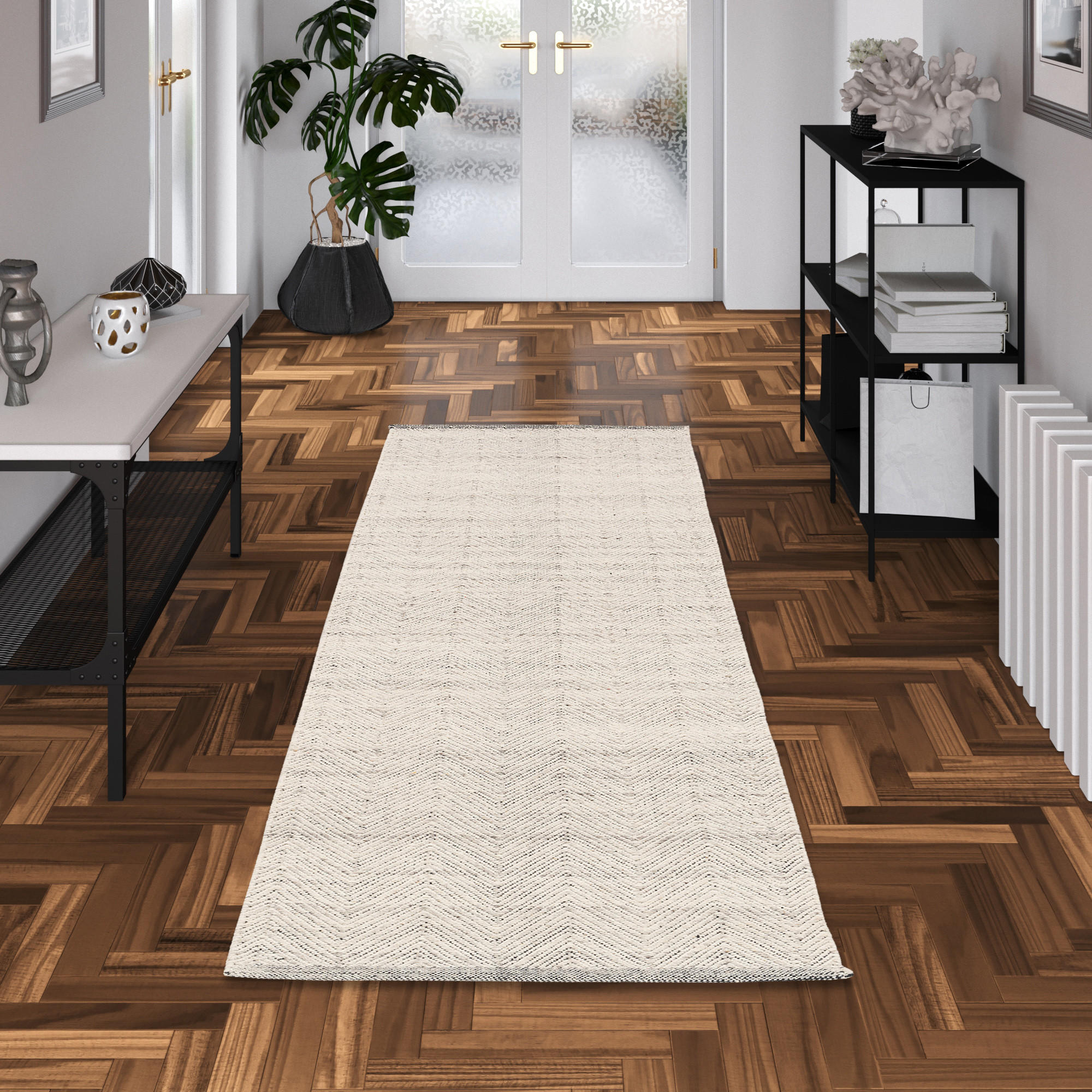 NATUR TEPPICH KELIM LÄUFER WOLLE LARA MELIERT - Grau, Textil (90/160cm) - Pergamon