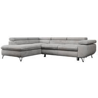 ECKSOFA PEDRO L Hellgrau Velvet - Links Seite - Hellgrau/Schwarz, Textil/Metall (208/273cm) - MKS