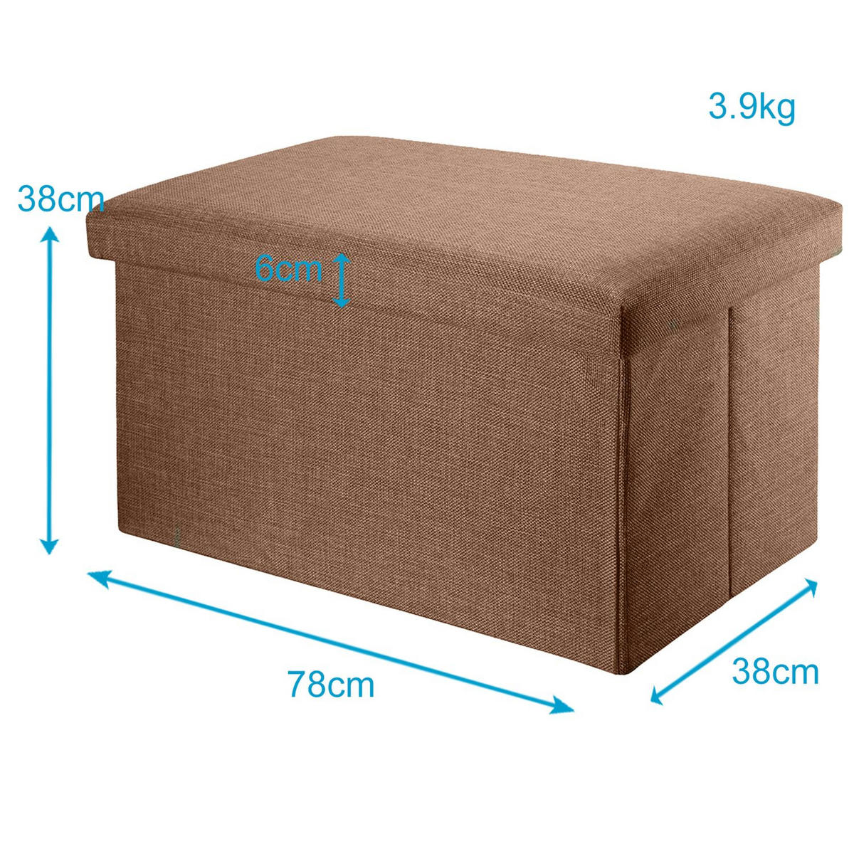 SITZBANK Faltbar in Leinen Optik 78/38/38 cm (Braun) - Braun, Textil (78/38/38cm) - Intirilife