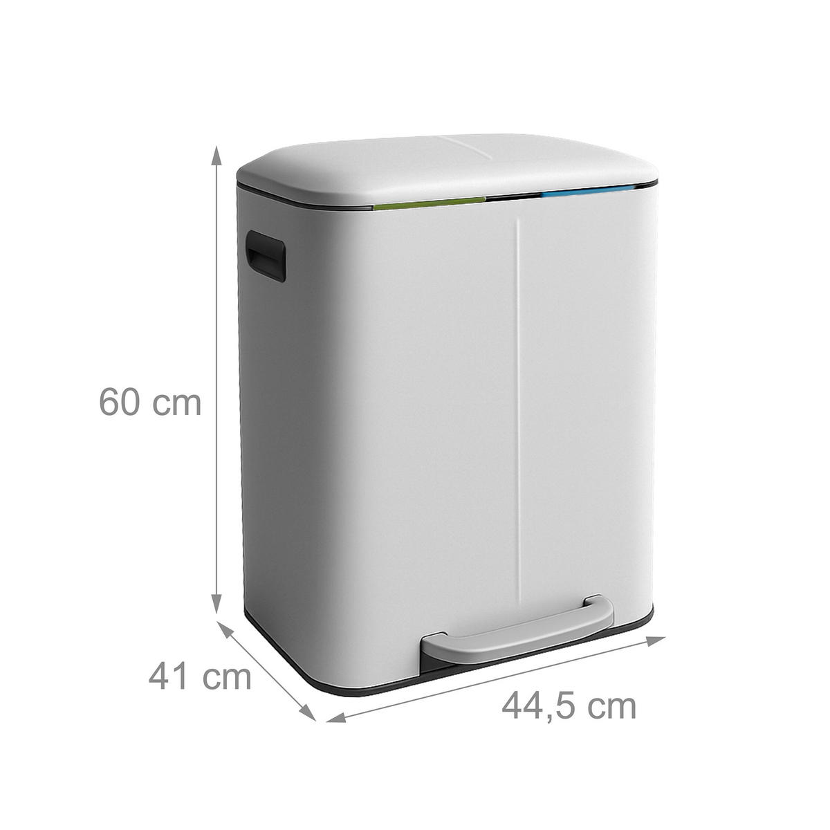 MÜLLEIMER - Weiß, Kunststoff/Metall (44.5/60/41cm) - Relaxdays