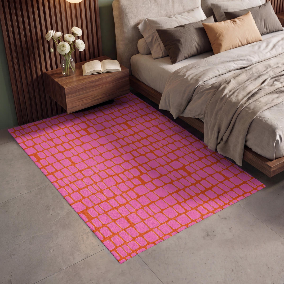 KOBERCE - Organic - Mriežka - Ružová - 140x200 cm - pink, textil/plast (140/0.4cm) - OnlyWow