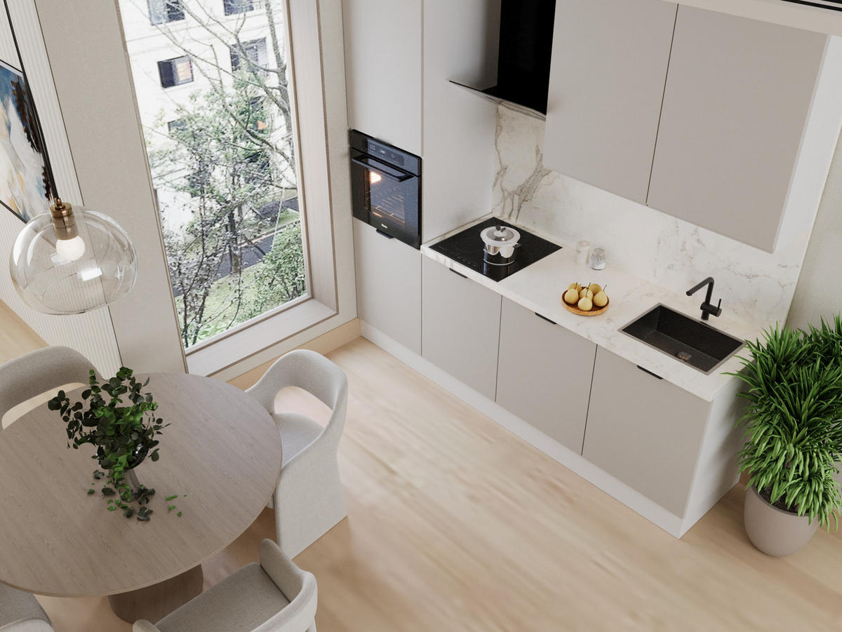 KÜCHENZEILE 240 cm Livaro – KU-S31 – Beige / Weiß - Beige/Weiß, Holzwerkstoff (240/247/60cm) - hi-markt