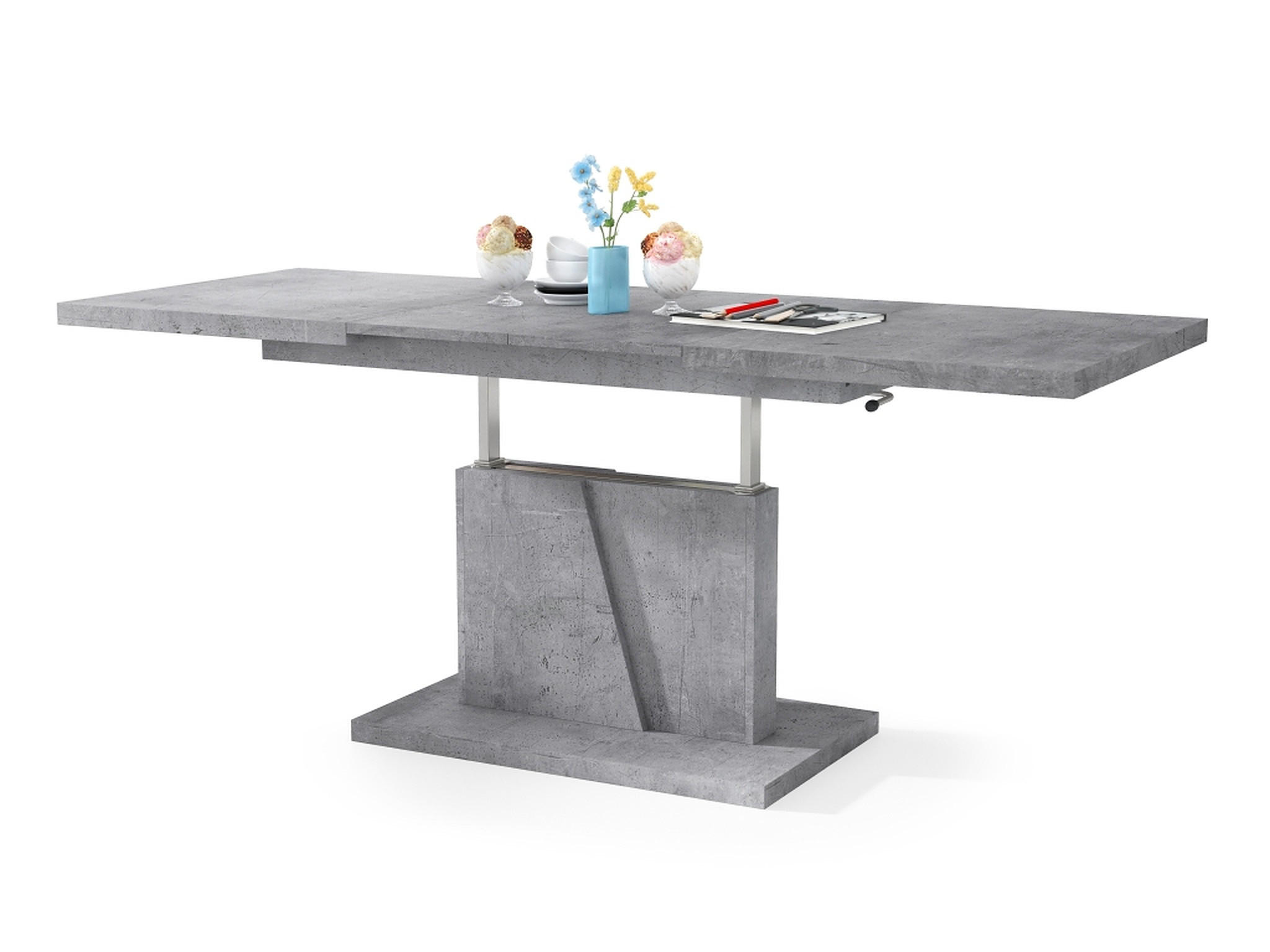 COUCHTISCH rechteckig Beton ausziehbar höhenverstellbar - Hellgrau, Holzwerkstoff (70/120/60cm) - designimpex