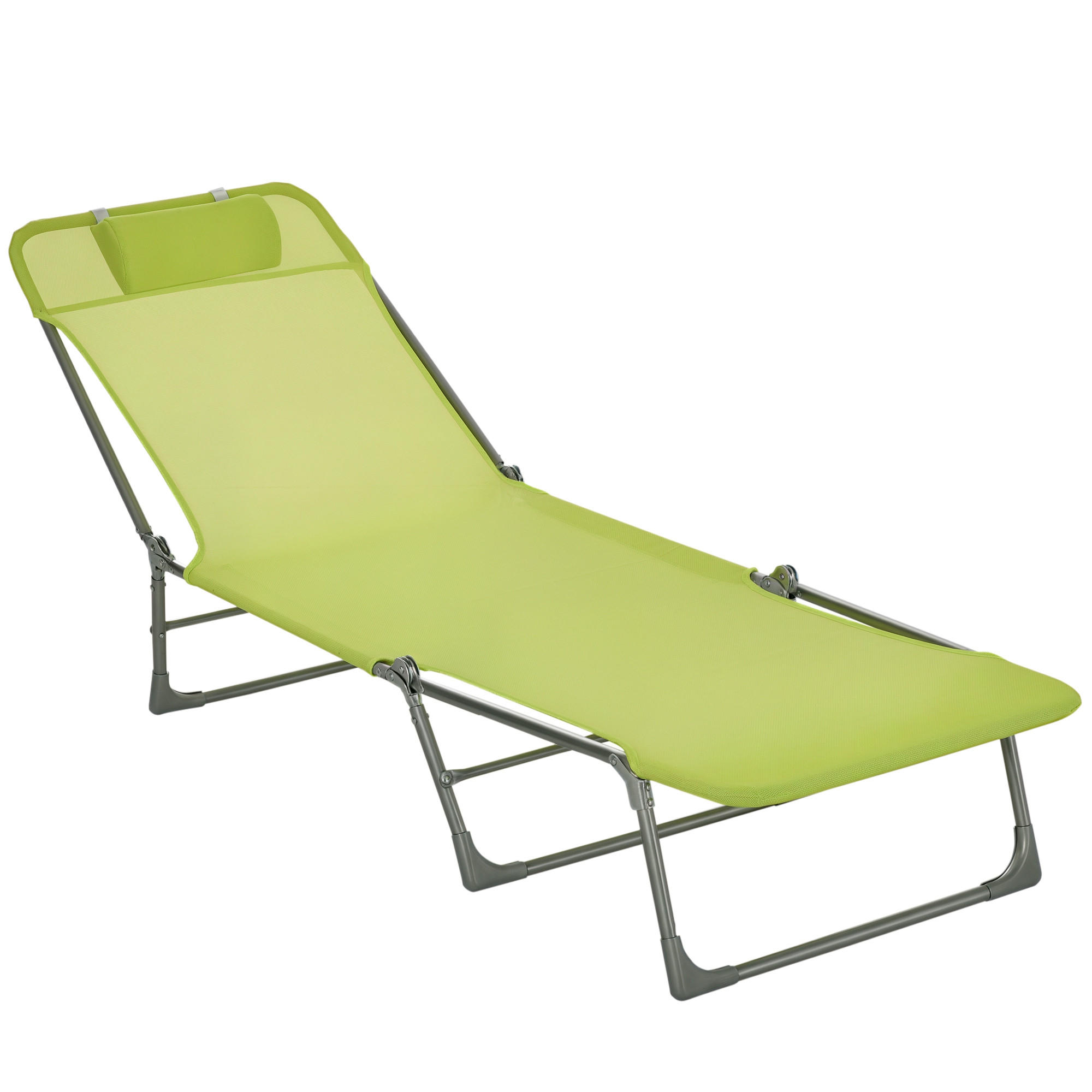 SONNENLIEGE DE-15627 5-fach verstellbar, klappbar Grün - Grün, Metall (56/28/182cm) - ComfortXL