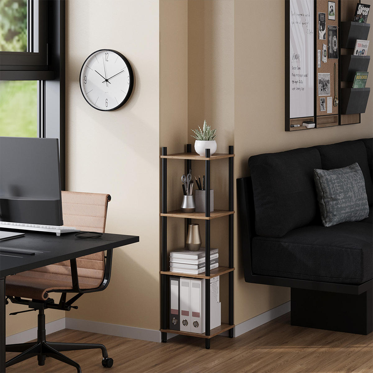 ROHOVÁ POLICE Bivio Zlatý dub power/antracit - medově dubová, kompozitní dřevo (30/102.5/30cm) - Vicco