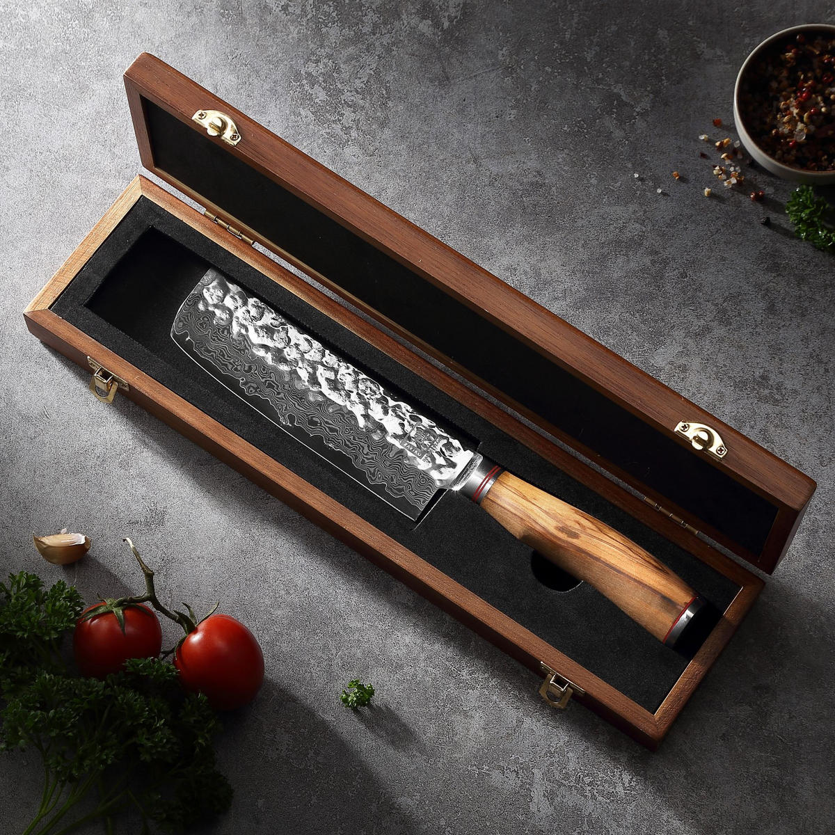 NAKIRIMESSER 17 cm - Braun, Holz/Metall (30cm) - Zayiko