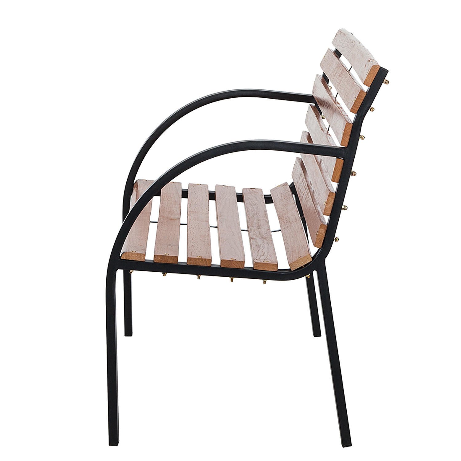 GARTENBANK - Massivholz - Schwarz/Braun, Holz/Metall (122/80/63cm) - home24