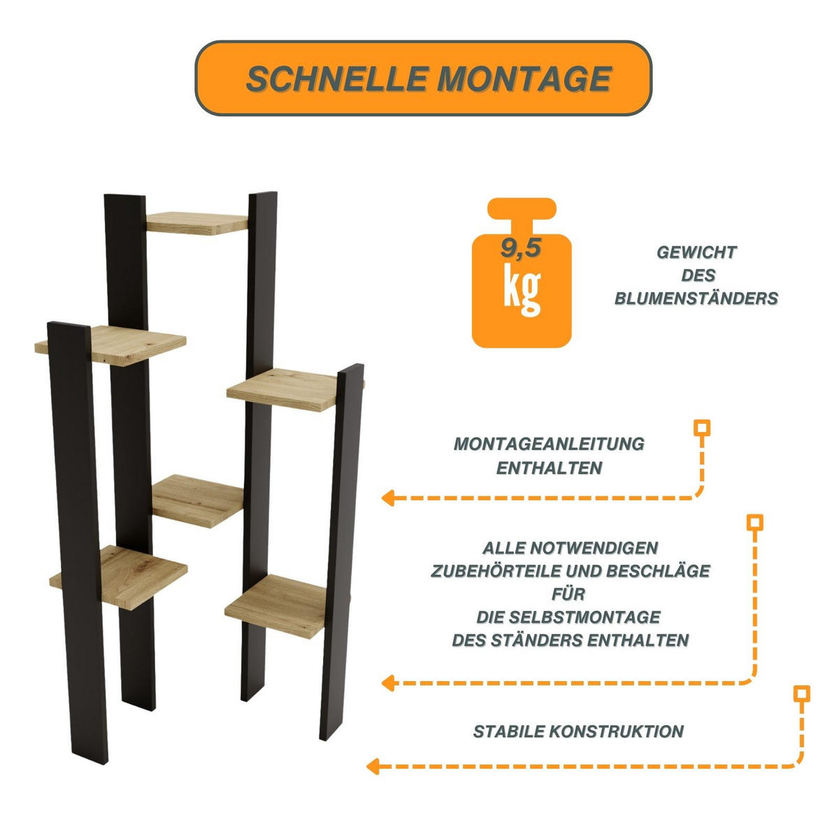 BLUMENSTÄNDER M6 - Eiche Artisan, Holzwerkstoff (49/108/48cm) - RAUMHIRSCH FURNITURE