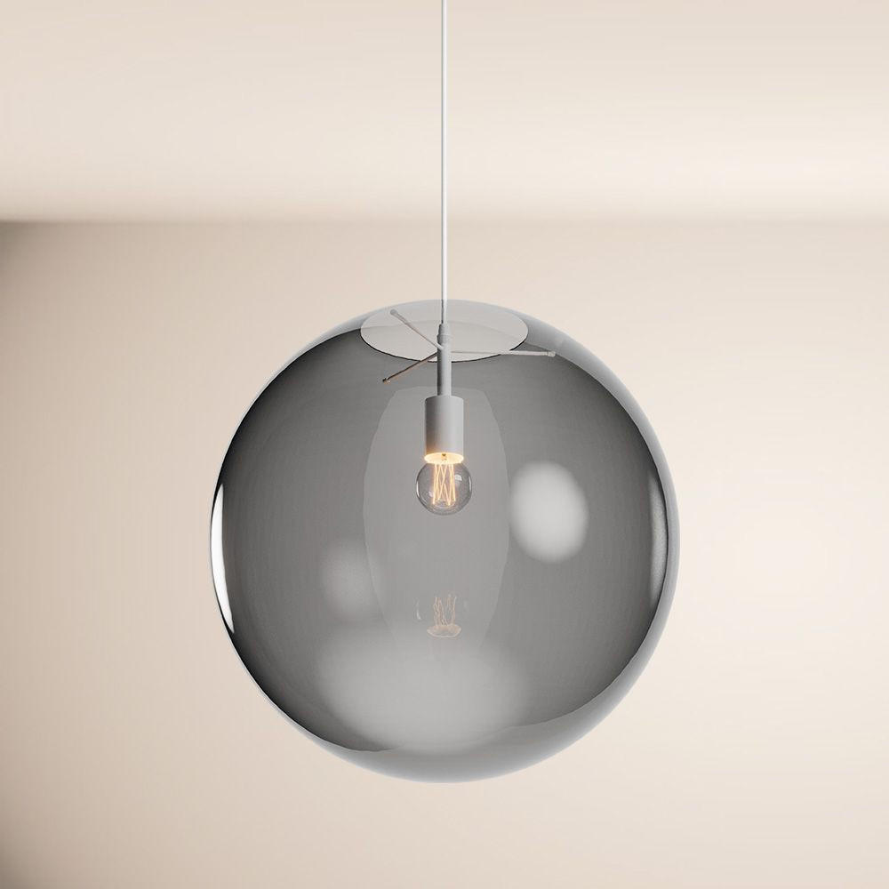 HÄNGELAMPE Orb 1.5m Abhängung Rauch/Weiß Ø 50cm - Anthrazit/Weiß, Glas (50/50/50cm) - s.luce