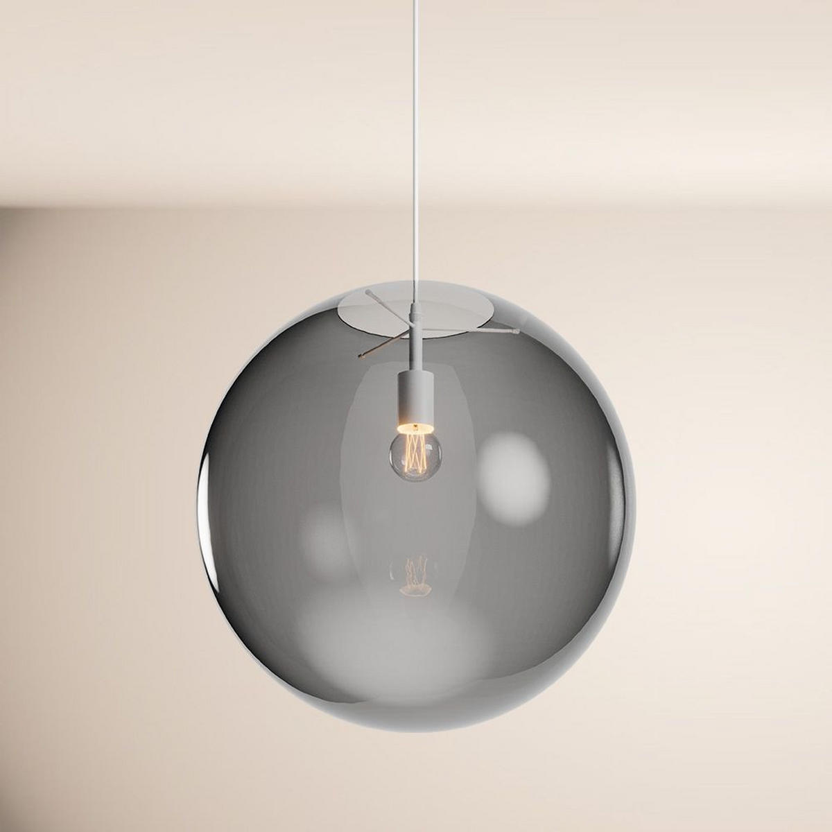 HÄNGELAMPE Orb 1.5m Abhängung Rauch/Weiß Ø 50cm - Anthrazit/Weiß, Glas (50/50/50cm) - s.luce