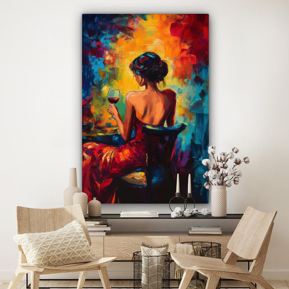 SLIKA NA PLATNU Vino 90x140 cm - bordo, tekstil (90/140cm) - MuchoWow