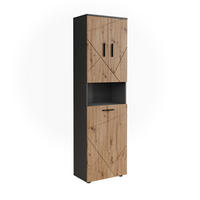 HOCHSCHRANK Irma Anthrazit/Artisan 50 x 172 cm mit Wäschkorb - Anthrazit/Eiche Artisan, Holzwerkstoff (50/172/30cm) - Vicco