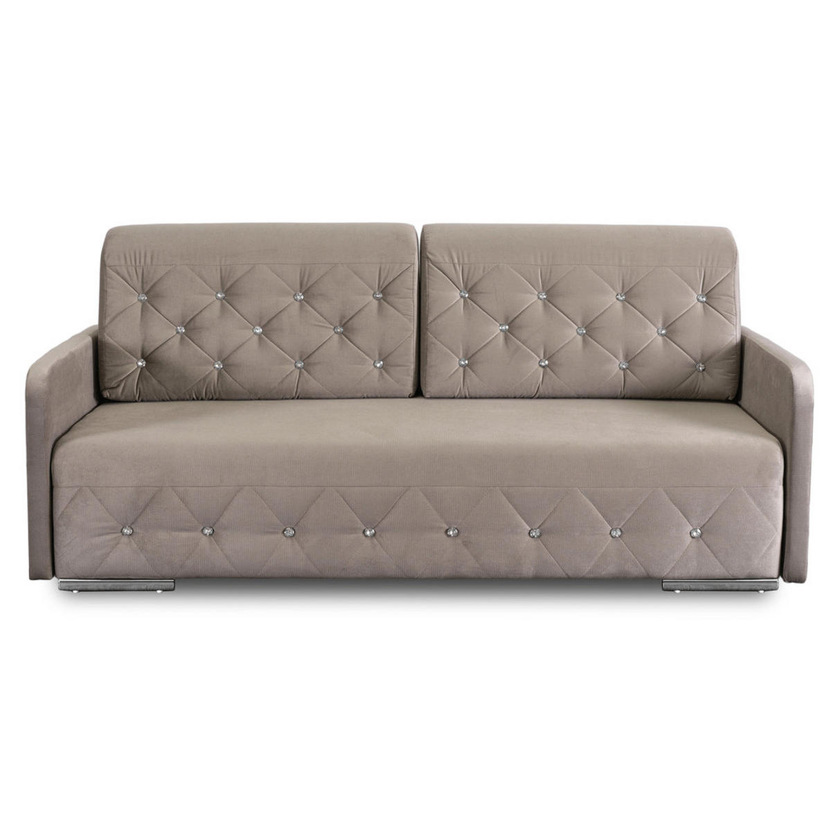 SOFA VIVO Ausklappbar Schlaffunktion Zweisitzer Beige - Beige, Holz/Textil (204/91/96cm) - makarowski meble