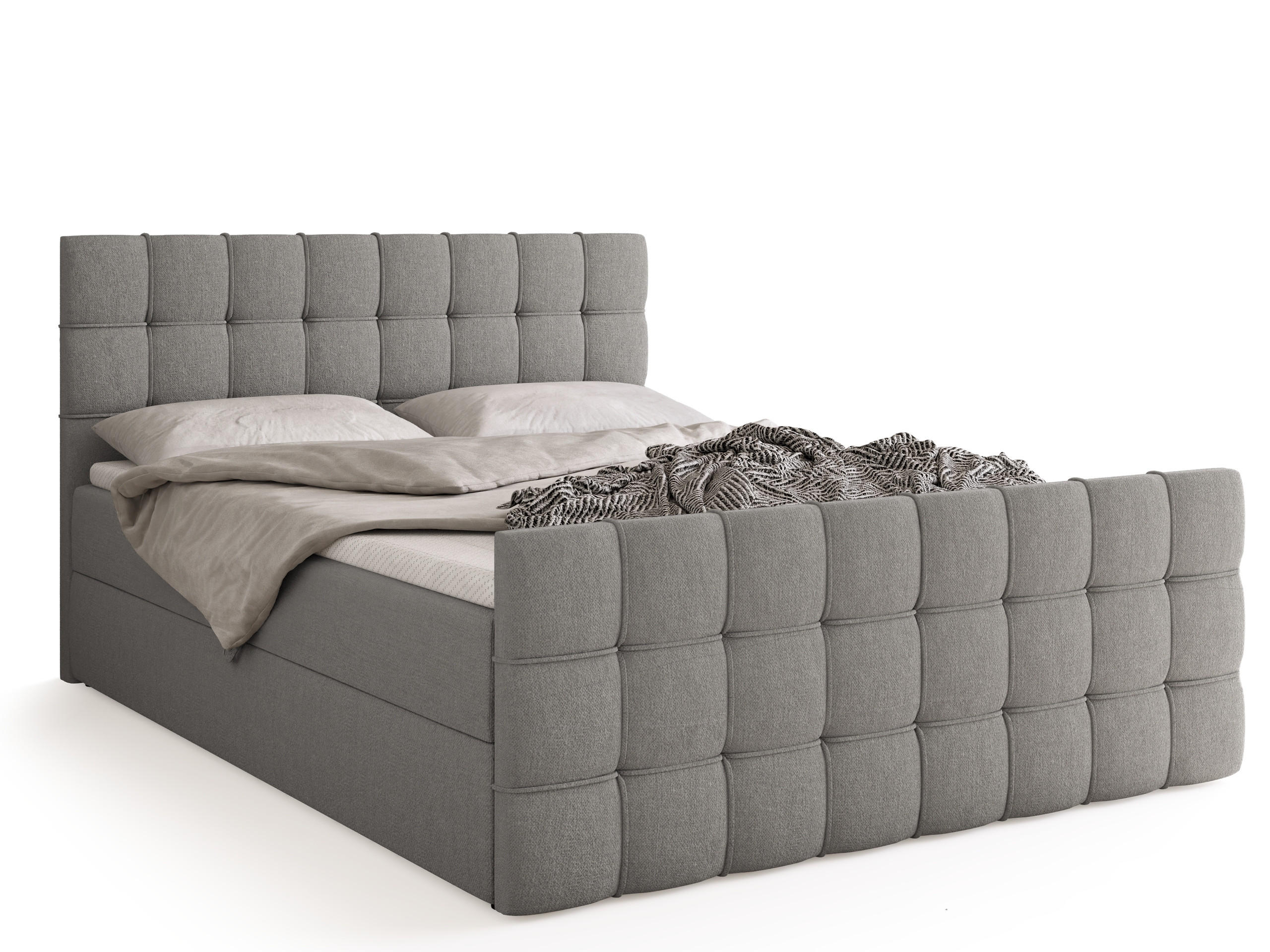 BOXBETT Detroit Duo mit Topper 180/200 Grau - Grau, Textil (180/200cm) - Bromarkt