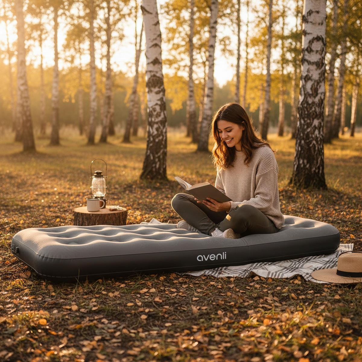 LUFTBETT Luftmatratze Camping CloudCoil grau mit Fußpumpe 191x73x22cm - Grau, Kunststoff (73/191cm) - Avenli