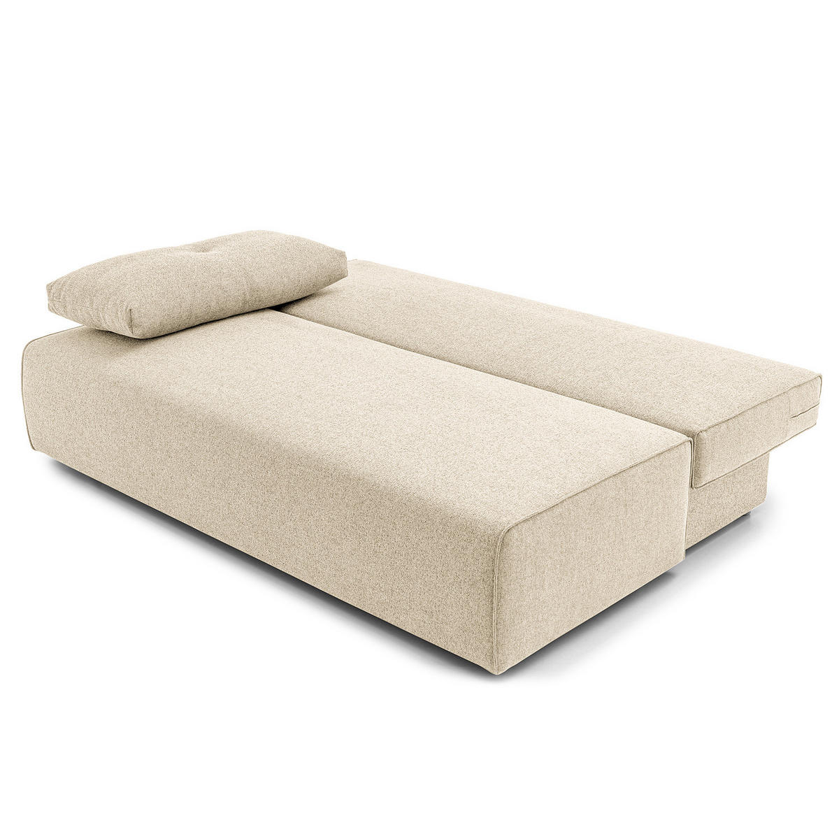 SCHLAFSOFA - Webstoff - Beige/Braun, Holz/Textil (200/86/102cm) - home24
