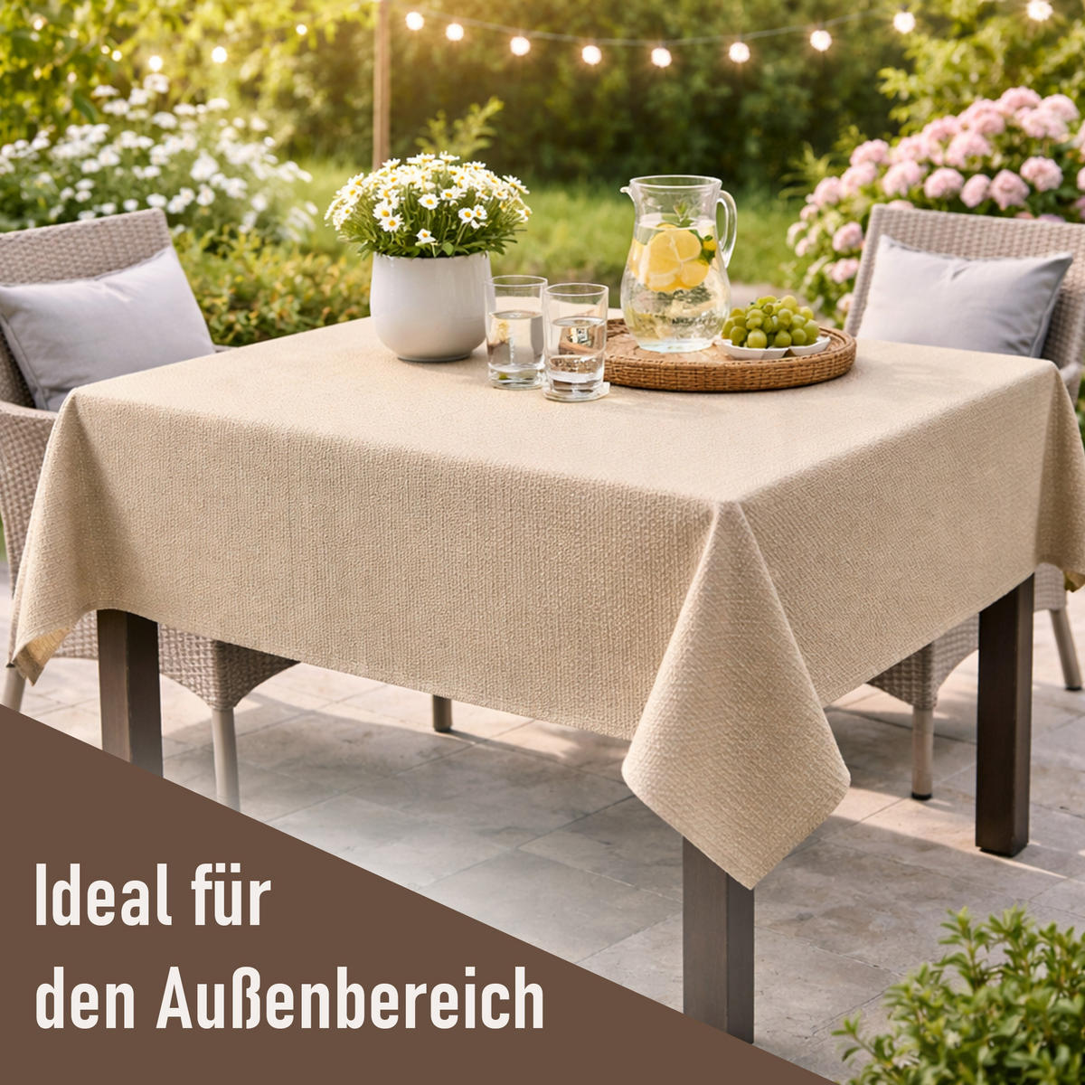 TISCHDECKE Garten Weichschaum 130x160cm - Taupe - Taupe, Kunststoff (160/130cm) - Bestlivings
