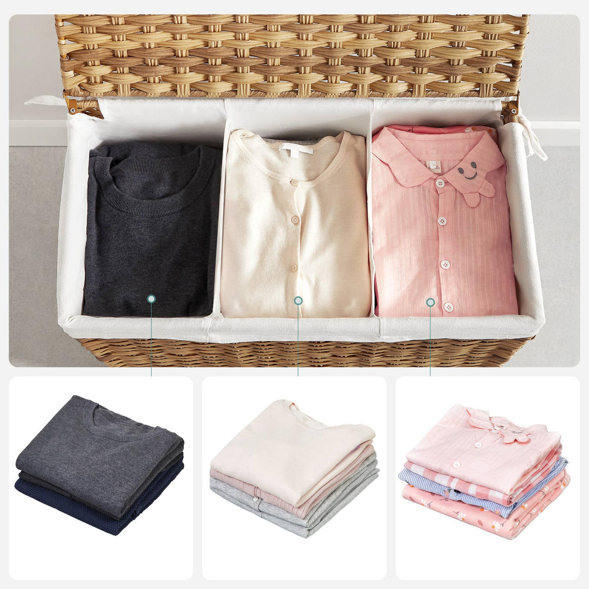 WÄSCHEKORB - Eukalyptusholzfarben, Kunststoff (33/60/66cm) - Hansiro