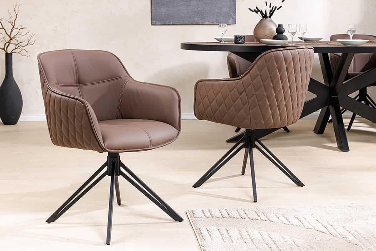 STUHL EUPHORIA Echtleder Braun 80 cm - Schwarz/Braun, Leder/Metall (58/82/60cm) - riess-ambiente