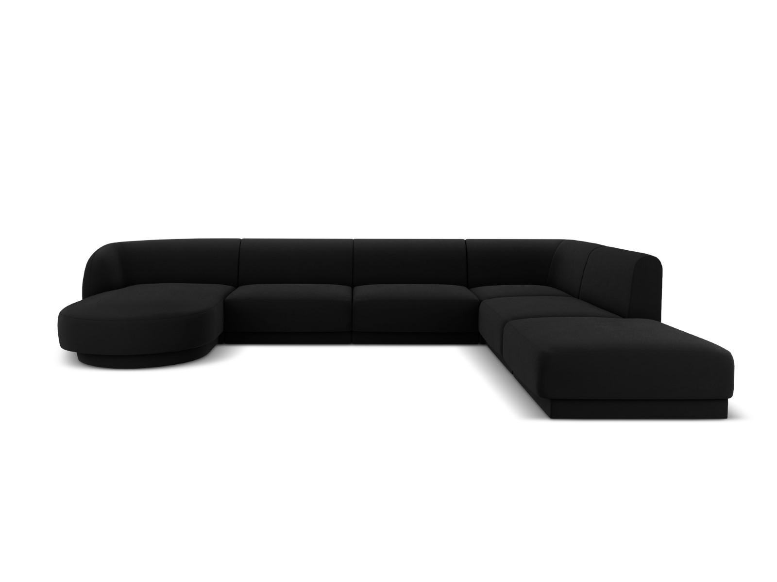 PANORAMASOFA rechts Miley aus Samt schwarz 6 Sitzplätze - Schwarz, Textil (255/70/330cm) - Micadoni