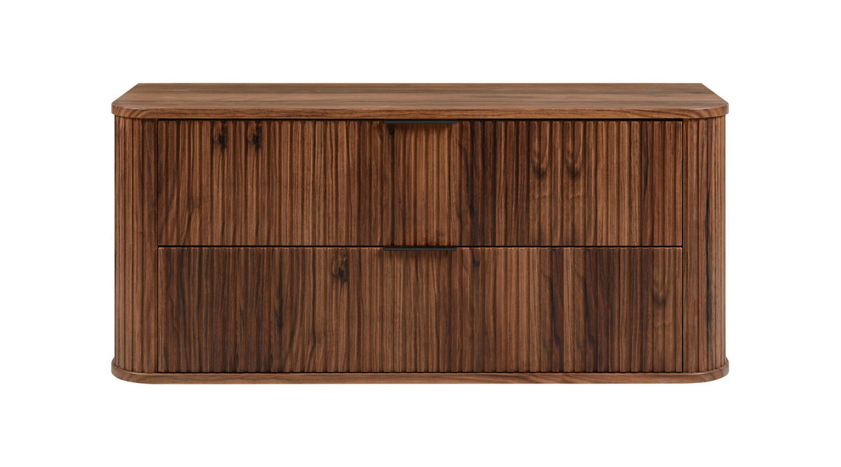 BADEZIMMERSCHRANK, Eiche-Nussbaum, Schwarze Griffe, 41,5 x 120 x 51,7 cm - Dunkelbraun/Schwarz, Holzwerkstoff/Kunststoff (120/51.7/41.5cm) - 3XE LIVING
