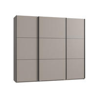 SCHWEBETÜRENSCHRANK 3-türig B250/H216/T65 cm inkl. Vollausstattung in Sand Grau / 22011 - Sandfarben/Schwarz, Holzwerkstoff/Metall (250/216/65cm) - luma-home