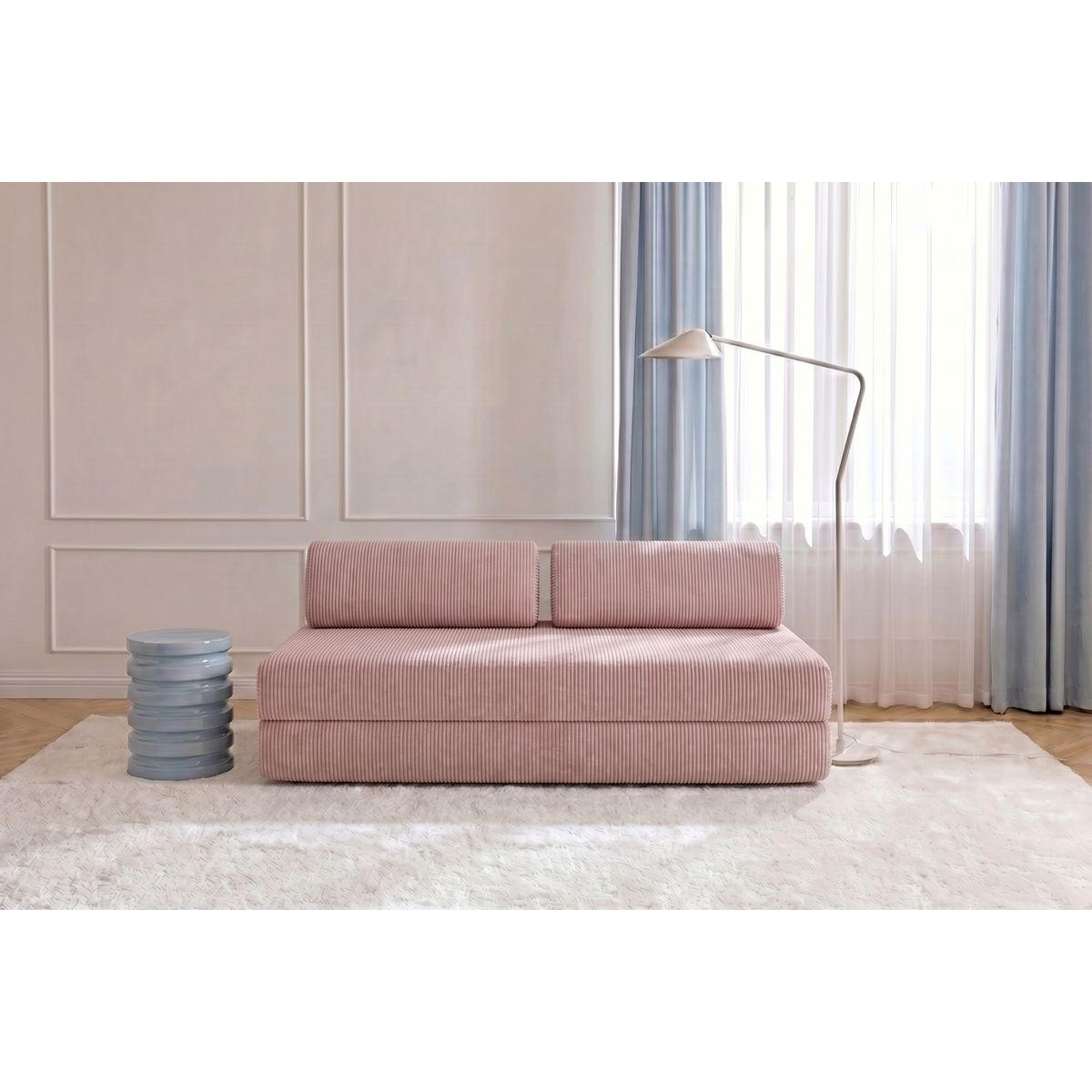 2-3-SITZER-SCHLAFSOFA aus hellrosa Cord - Pink, Textil (95/70.5/190cm) - Kimo