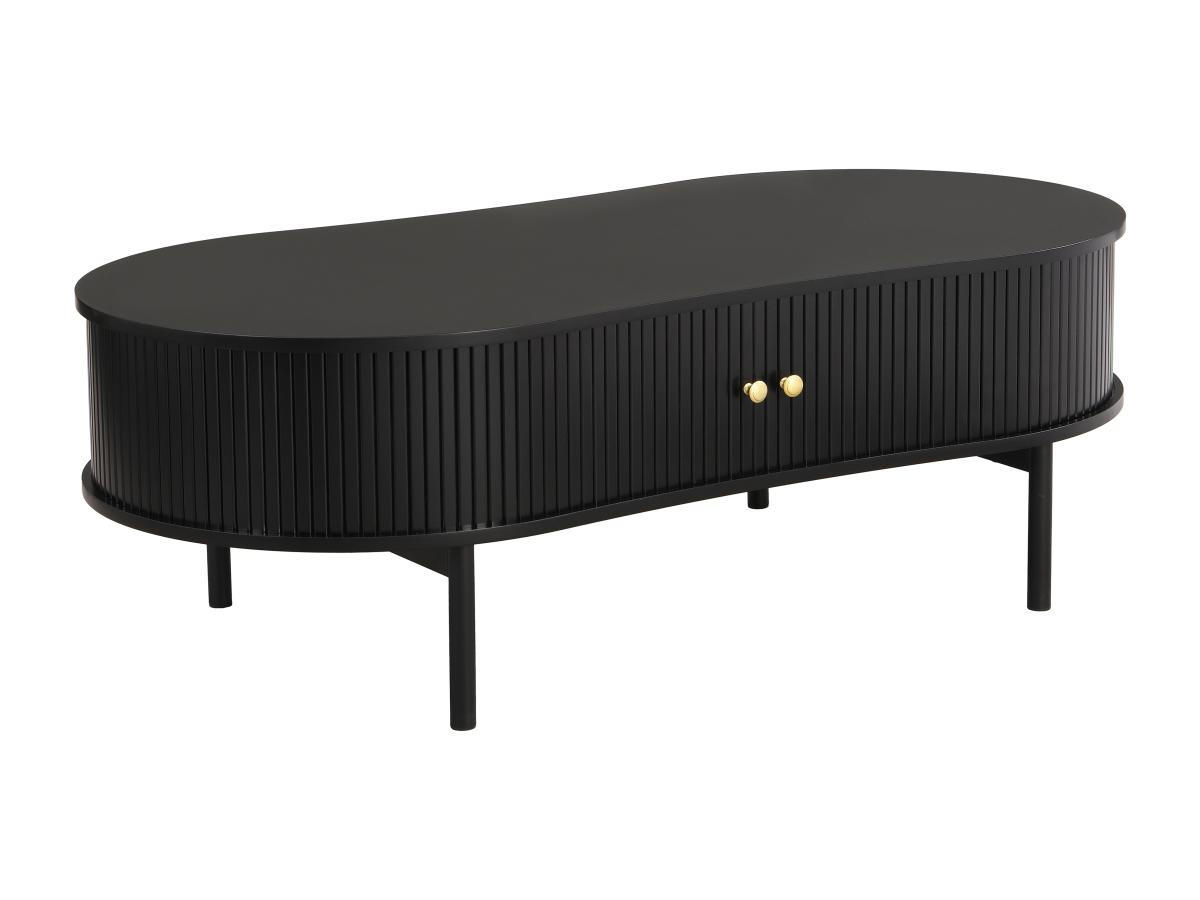 COUCHTISCH mit 2 Schiebetüren - MDF - Schwarz - SEVATO - Schwarz, Holz (120/60/40cm) - Vente-Unique