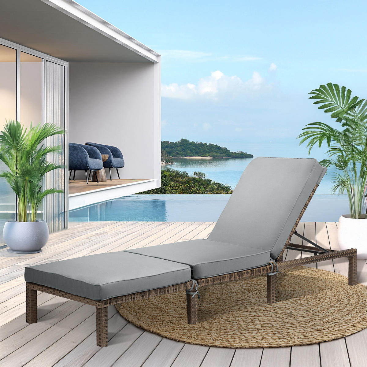 GARTENLIEGE PEACH - Braun, Kunststoff (66/22/196cm) - SVITA