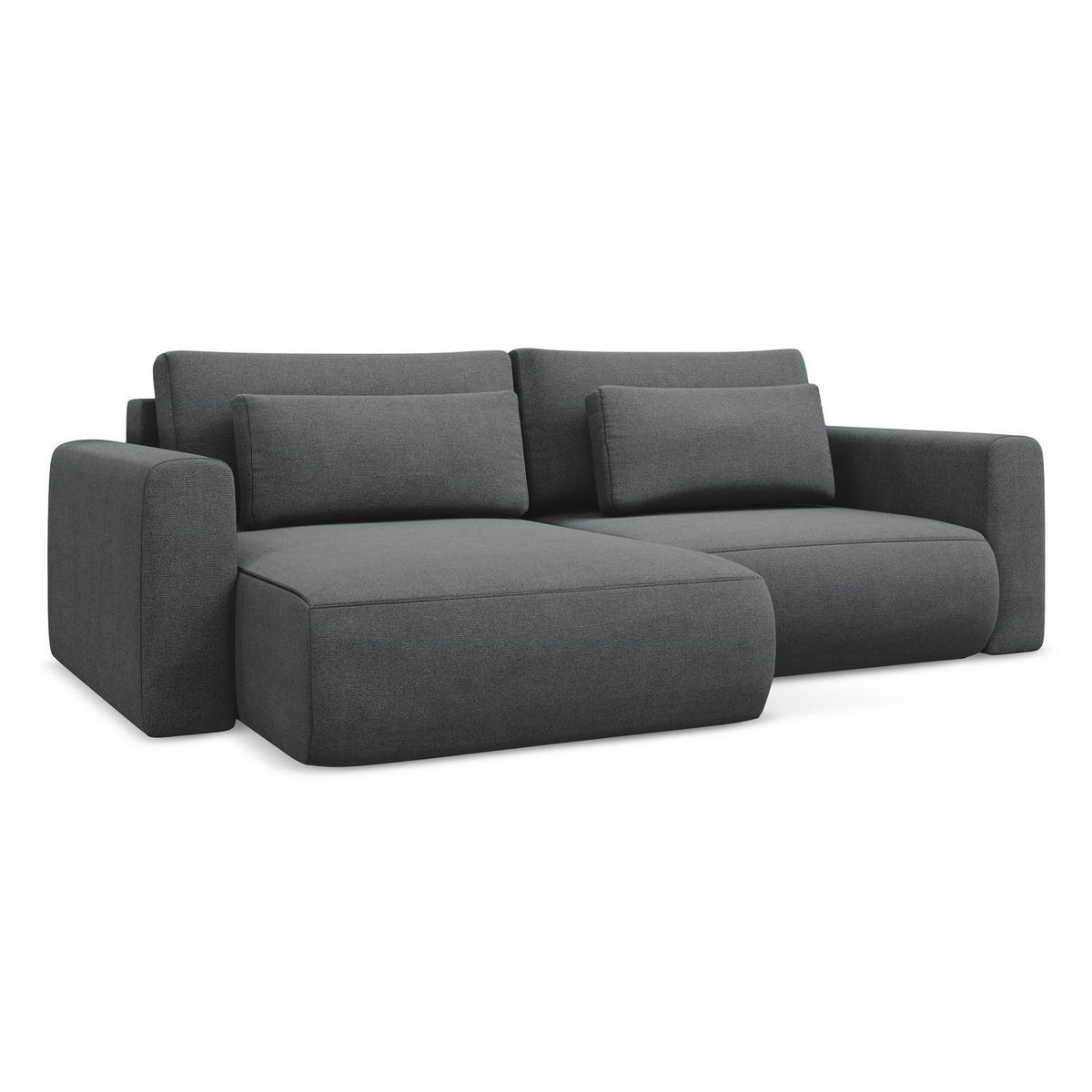 ECKSOFA mit Schlaffunktion Strukturstoff Stoff Grau - Schwarz/Grau, Kunststoff/Textil (149/240cm) - LaMiaSofa