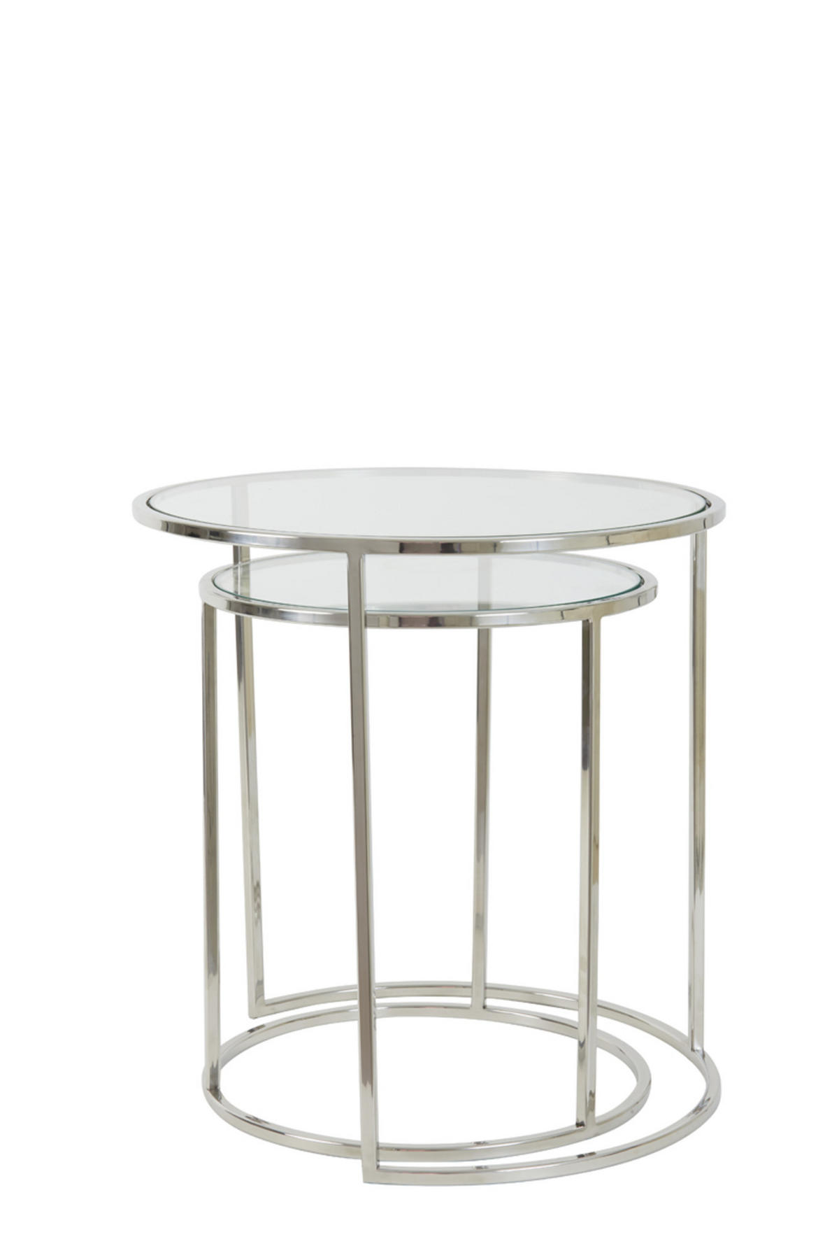 BEISTELLTISCH Duarte Silber Ø50/52 cm 2er-Set - Silberfarben, Metall (50/50/52cm) - Light & Living