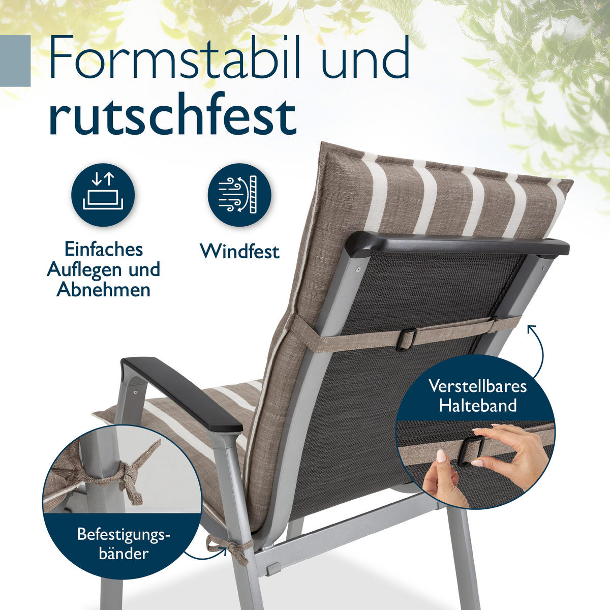 NIEDERLEHNER Sun-NL 105x50x8cm Beige-Weiß-Gestreift (4tlg) - Beige, Textil (50/100cm) - Beautissu 