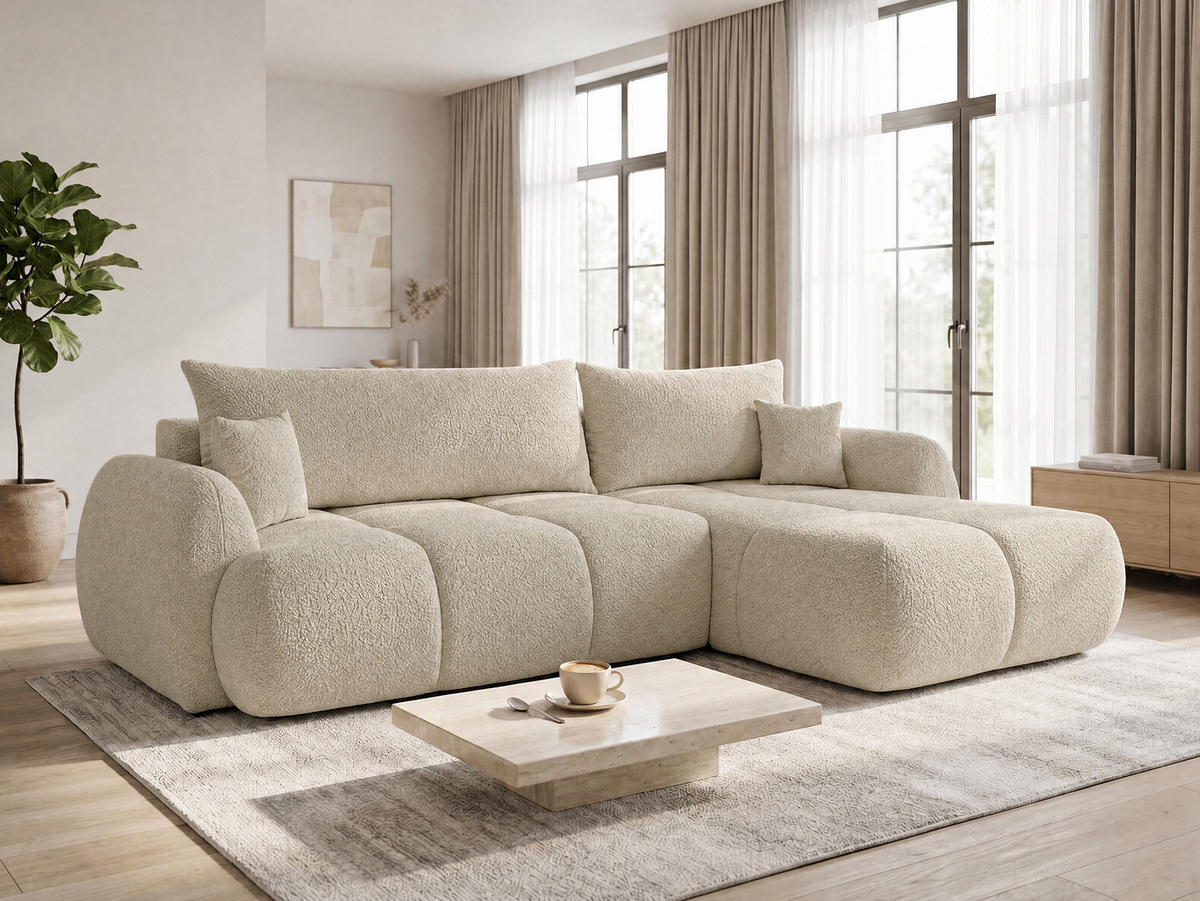 ECKSOFA Loria, Seite: Rechts - Beige/Schwarz, Holz/Kunststoff (183/273cm) - Sofnet